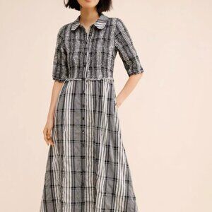 Anthropologie Maeve Short-Sleeve Smocked Midi Shirtdress | Size XS